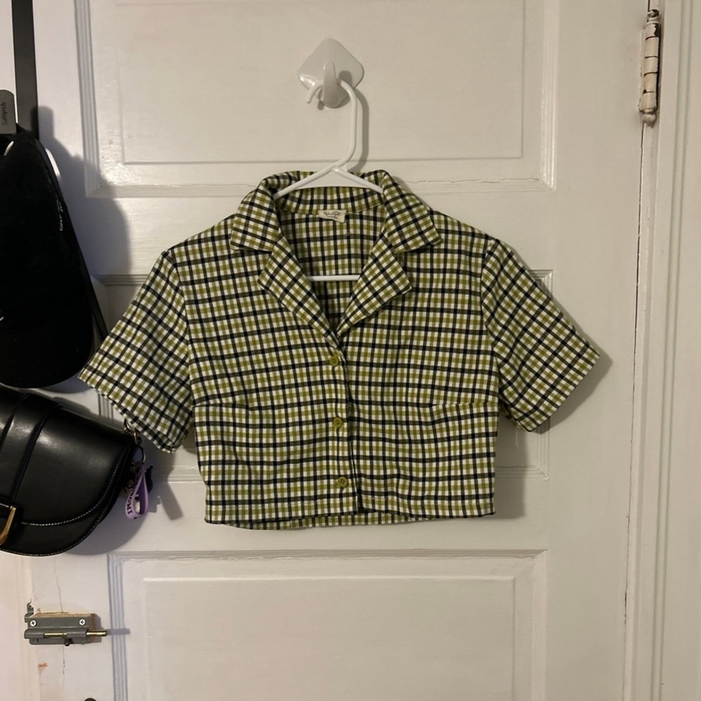 Brandy Melville plaid crop top- Green and Yellow
